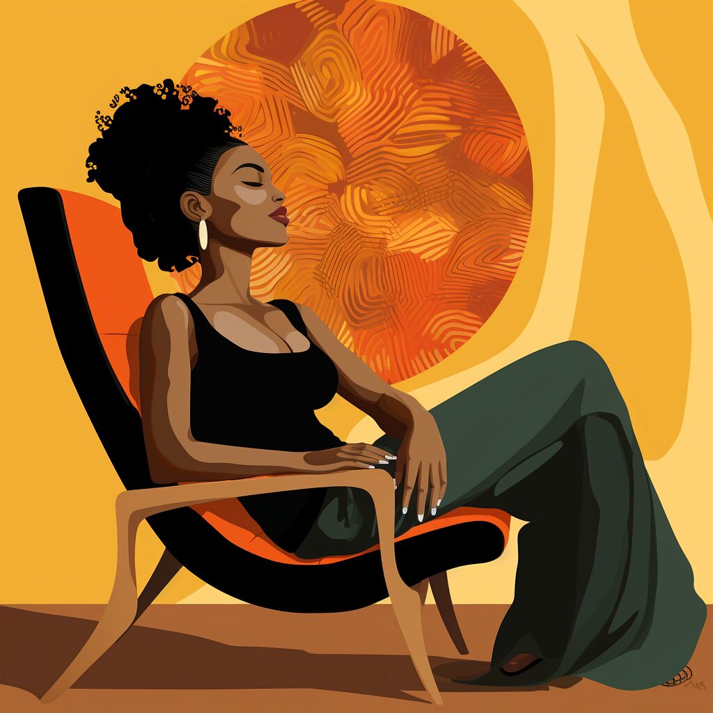 African-American woman sitting manifesting her goals